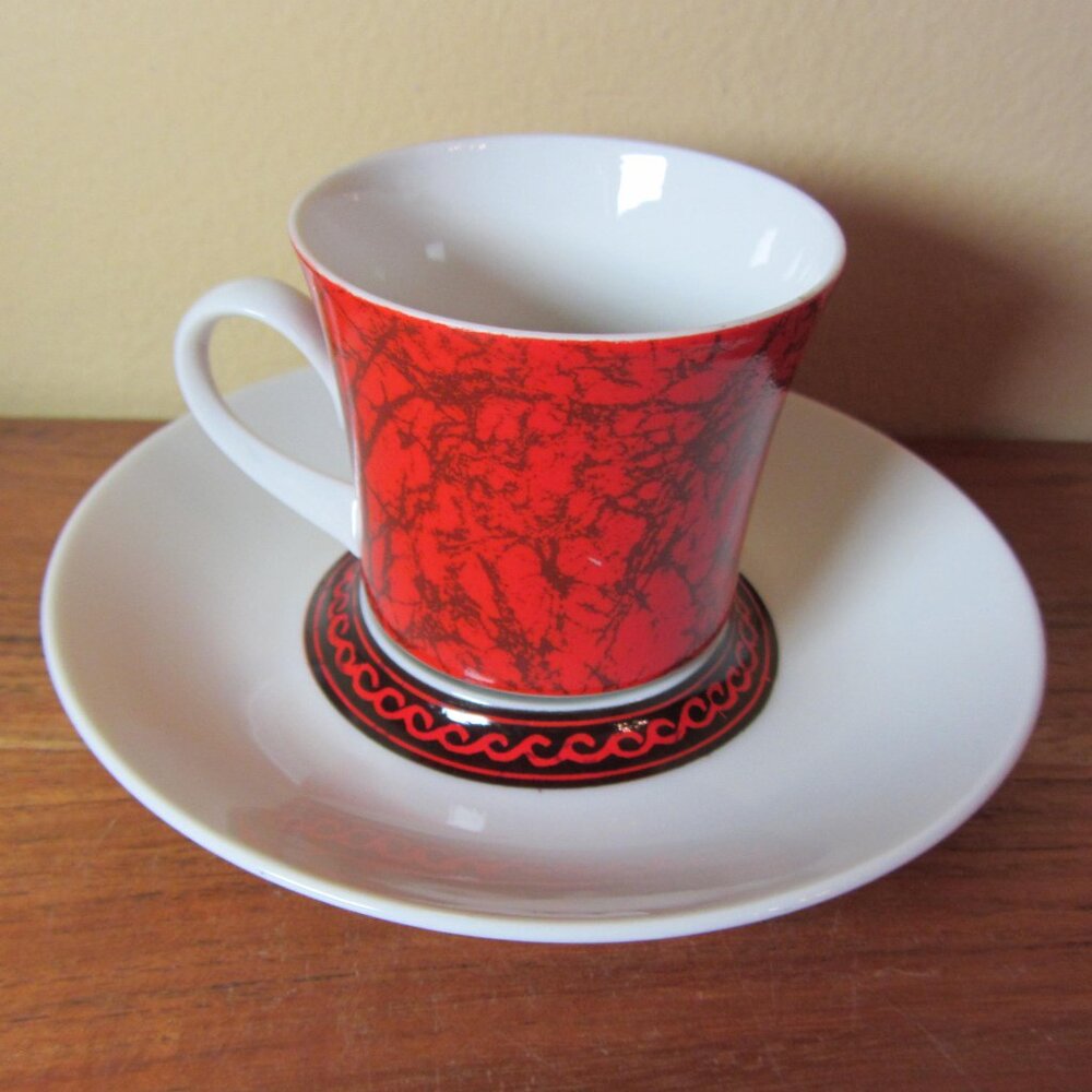 4 oz espana flamenco block bidasoa spain espresso cup & saucer demitasse (W6106)